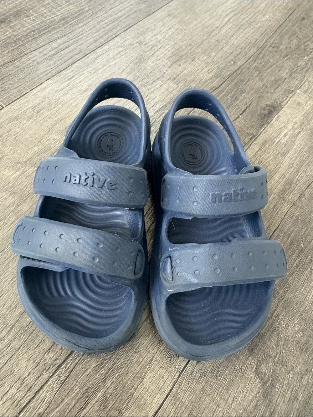 Native Kids Navy Blue Double-Strap Sandals